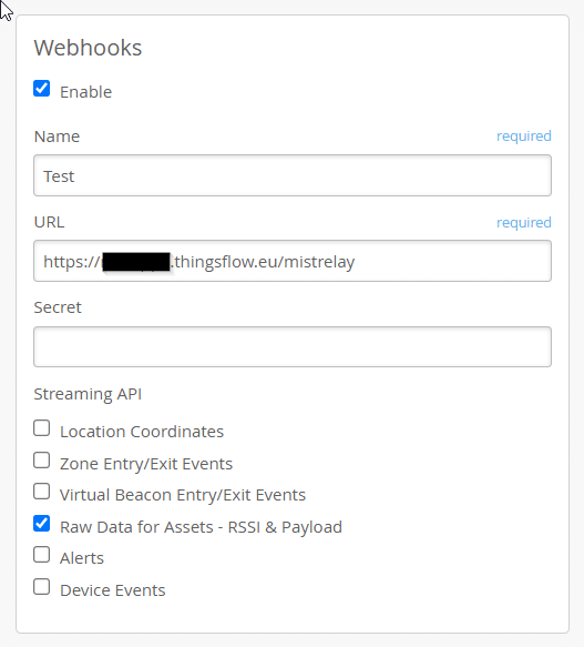 Webhooks Juniper Mist BLE
